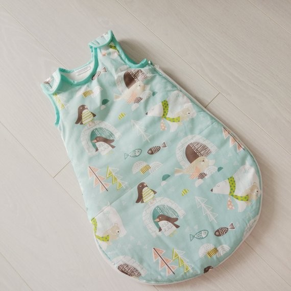 

Детский спальник MammyDo Penguins голубого цвета размер 6-18 месяцев