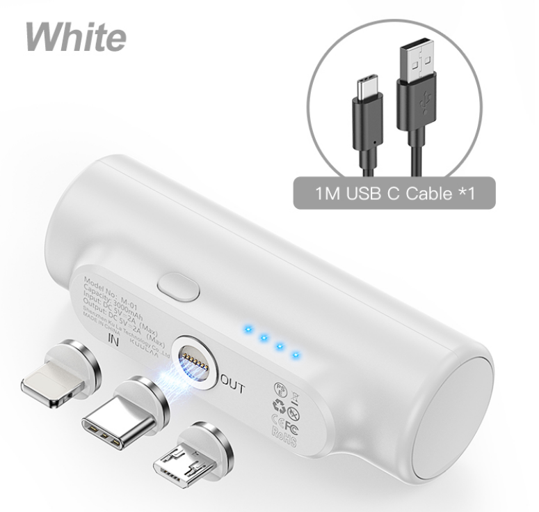 

УМБ мини портативный Magnet Power Bank 3000mAh 18W Fast Charge white