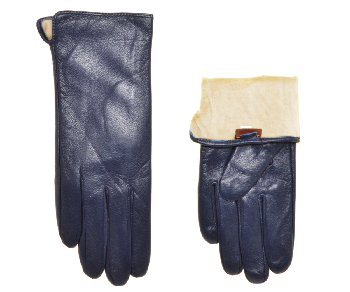 

Перчатки женские натуральная кожа, подкладка плюш, цвет синий, размер 8, pov32802