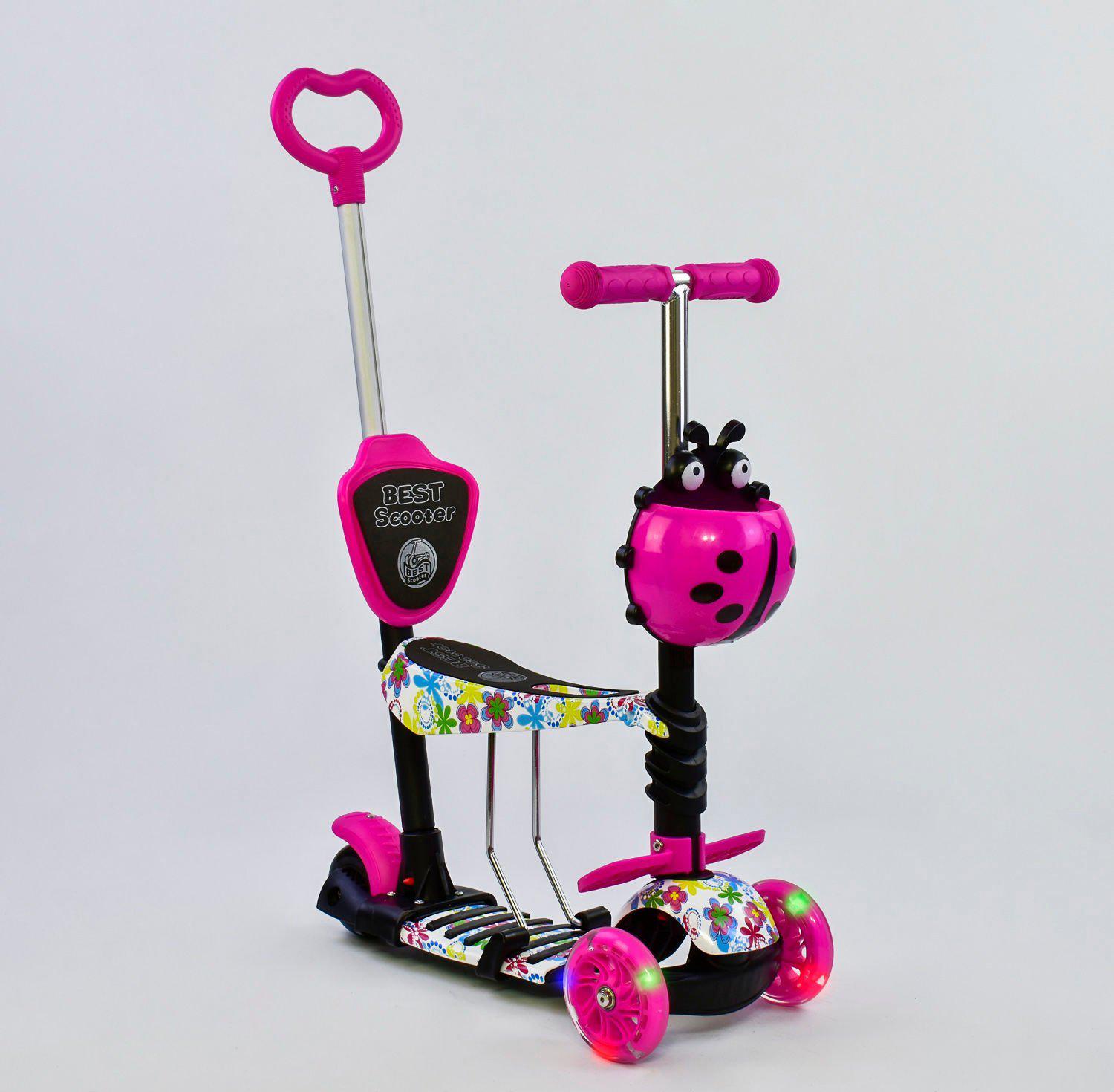 

Самокат с сиденьем 5в1 Best Scooter 62310 PU колеса с подсветкой