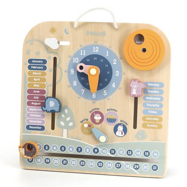 

Деревянный календарь Viga Toys PolarB с часами, на английском языке (SKU-44056) 31 x 31 x 4 см