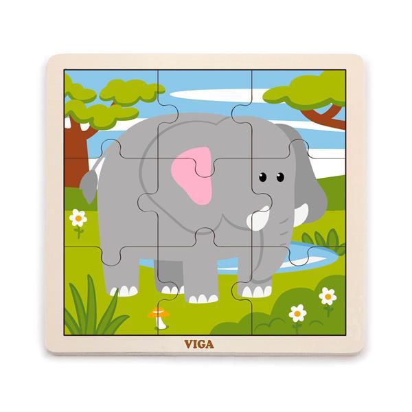 

Деревянный пазл Viga Toys Слоник, 9 эл. (SKU-51441) 23 x 23 x 1 см