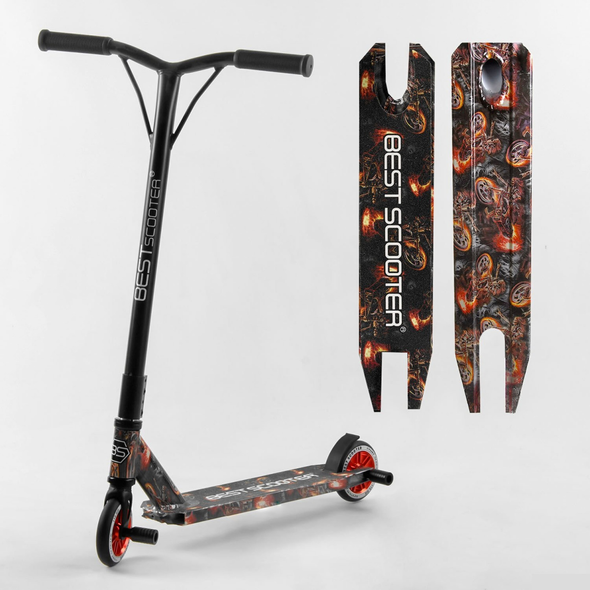 

Самокат трюковый Best Scooter 48009 с HIC системой Пеги Черный с Оранжевым