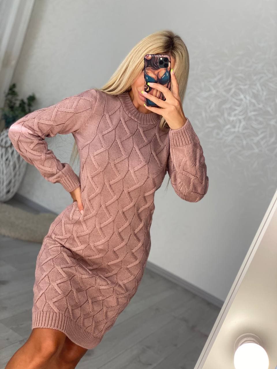 

Fashions Платье вязаное Реи чел Fashions 42-48 пудра 8741-нс