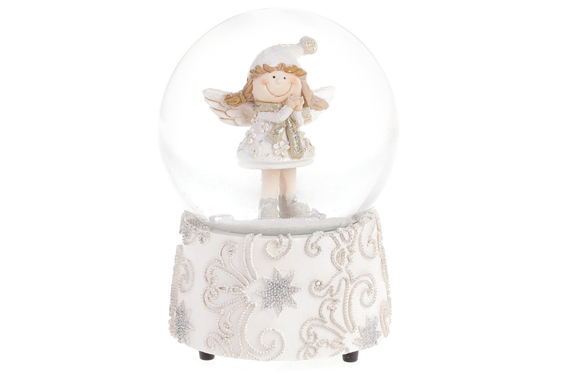 

Декоративный водяной шар Ангелочек с музыкой и заводным механизмом 14,5см белый BonaDi 559-337