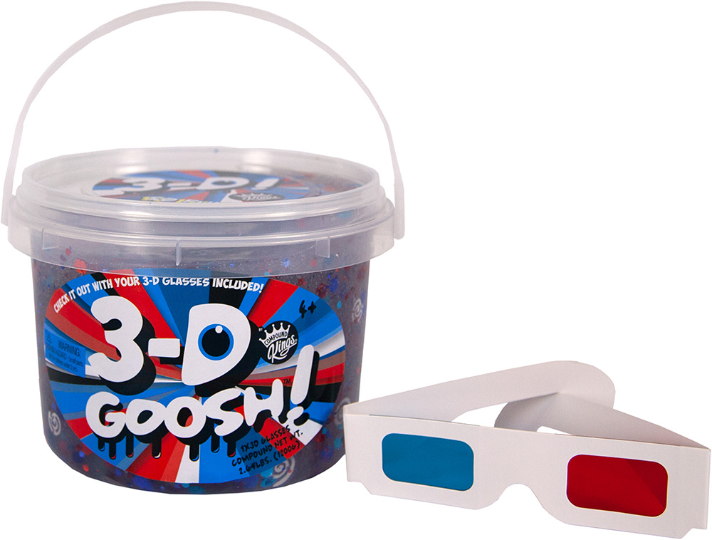 

Лизун с 3D эффектом Compound Kings Slime 3-D Goosh с очками Красный-Белый-Голубой 1200 г (300114-1) (760939630036)