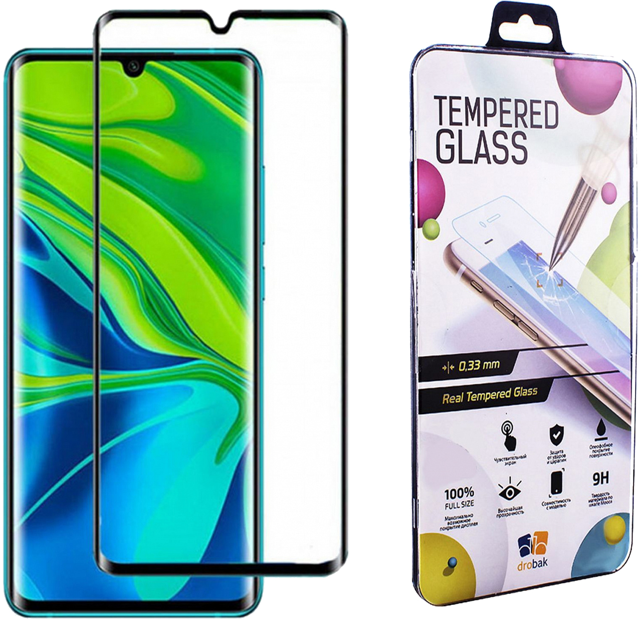 

Защитное стекло Drobak для Xiaomi Mi Note 10 / Note 10 Pro Black