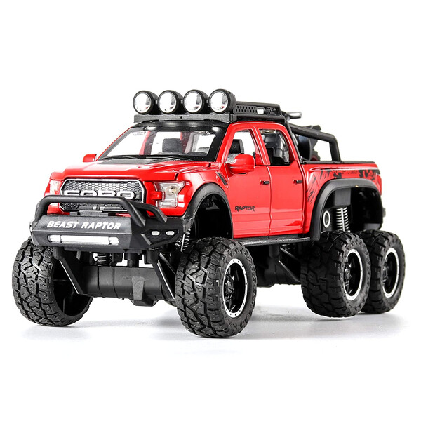 

Машинка джип коллекционный ТК Union Group Ford Raptor металлический внедорожник с мотоциклом игрушечный с подсветкой фар 1:24 Красный (5554791)