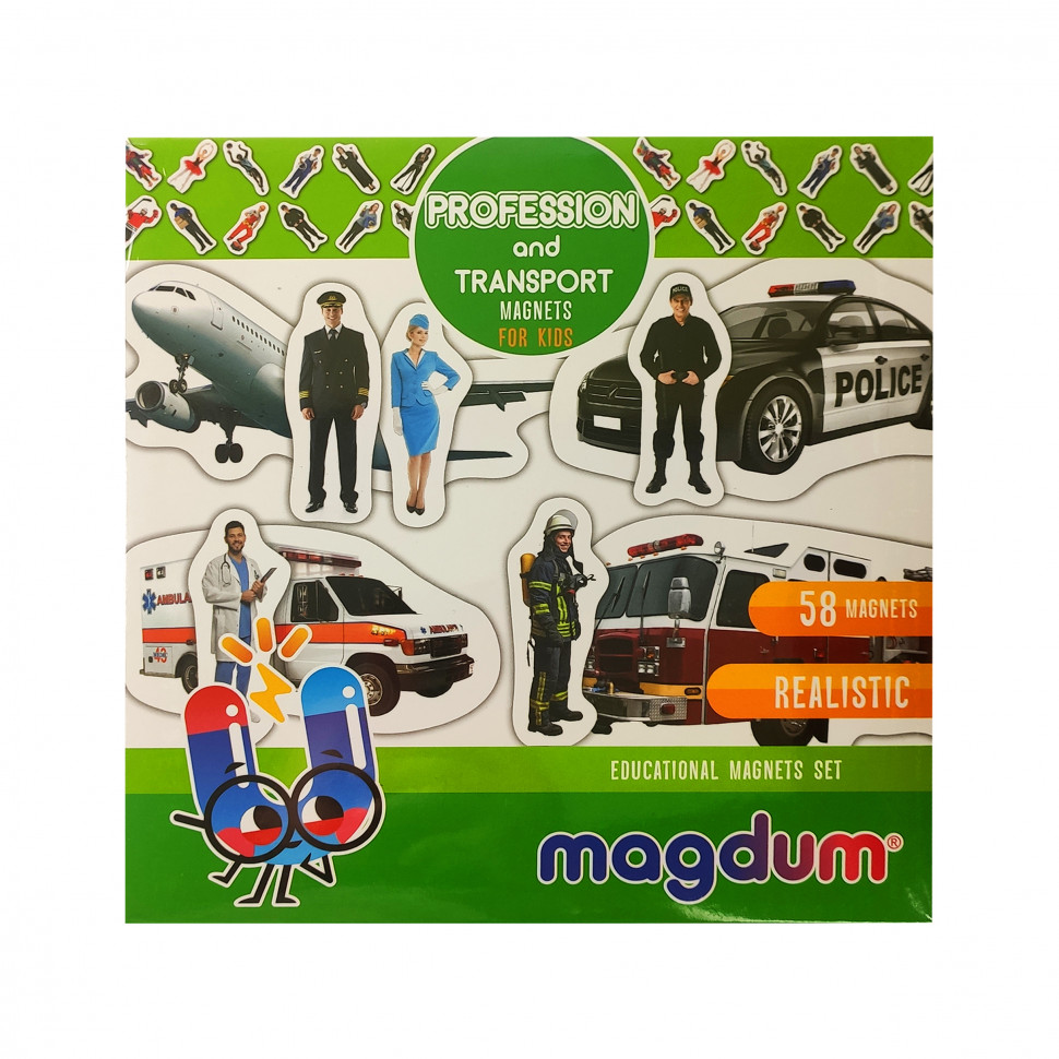 

Детский набор магнитов Профессии и транспорт Magdum (ML4031-31 EN)