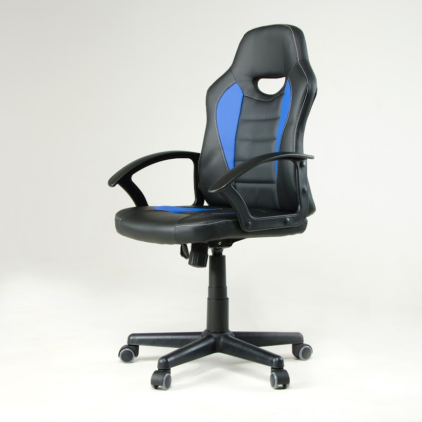 

Кресло геймерское Funigami black-blue механизм Tilt, пластик черный/экокожа черный с синим Goodwin