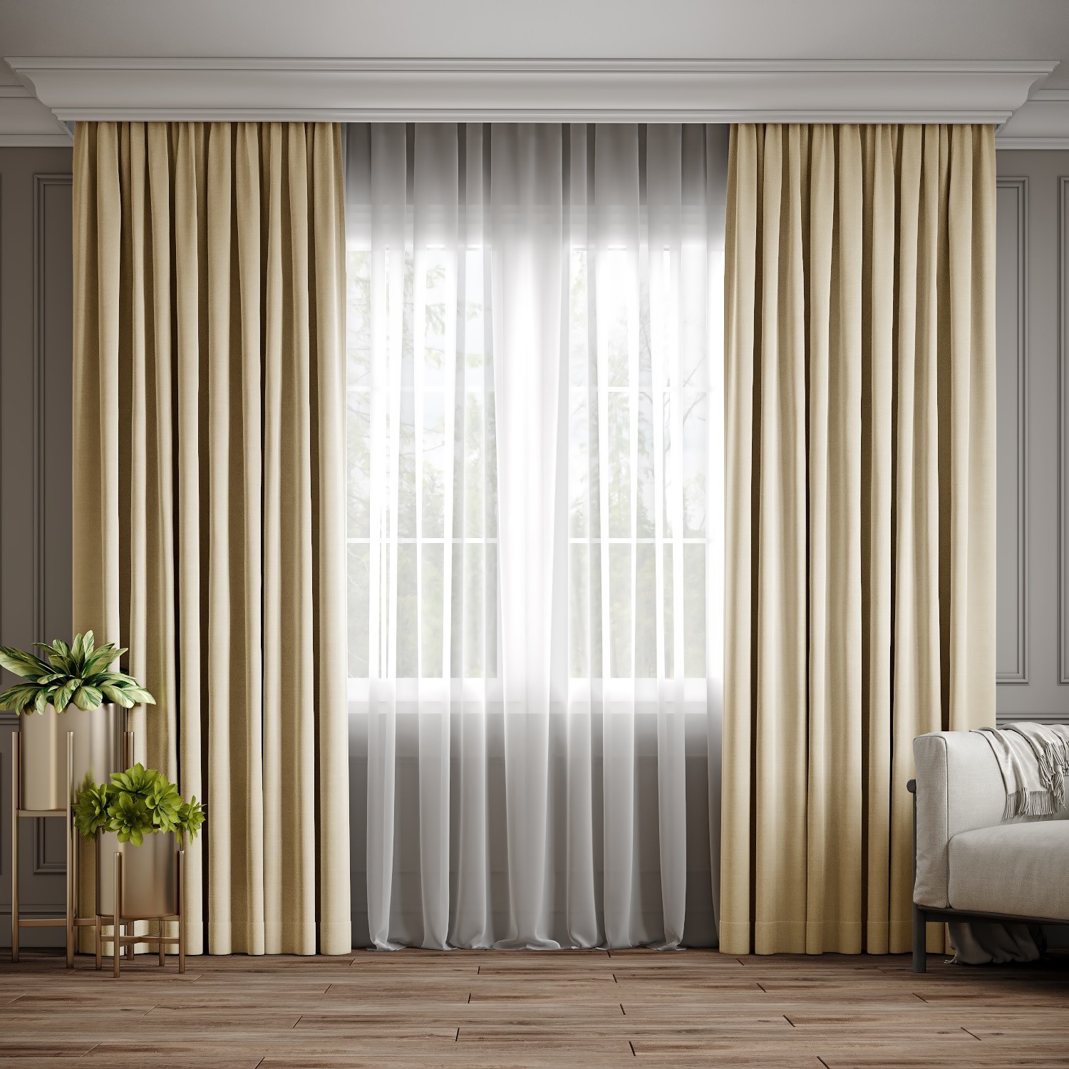 

Комплект штор Ann-Tailor микровелюр Бежевый 300x270 см 2 шт (250)