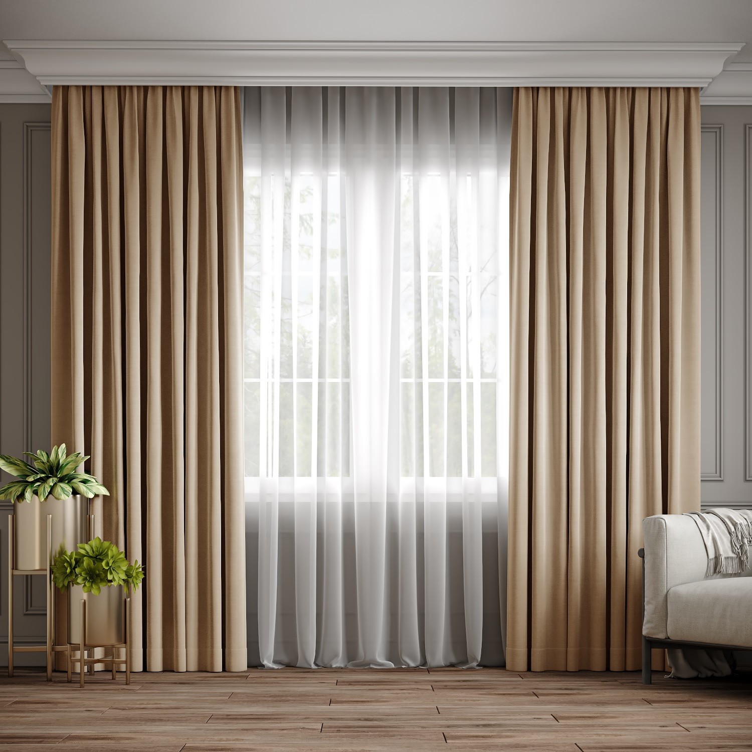 

Комплект штор Ann-Tailor микровелюр Бежево-песочный 200x270 см 2 шт (96)