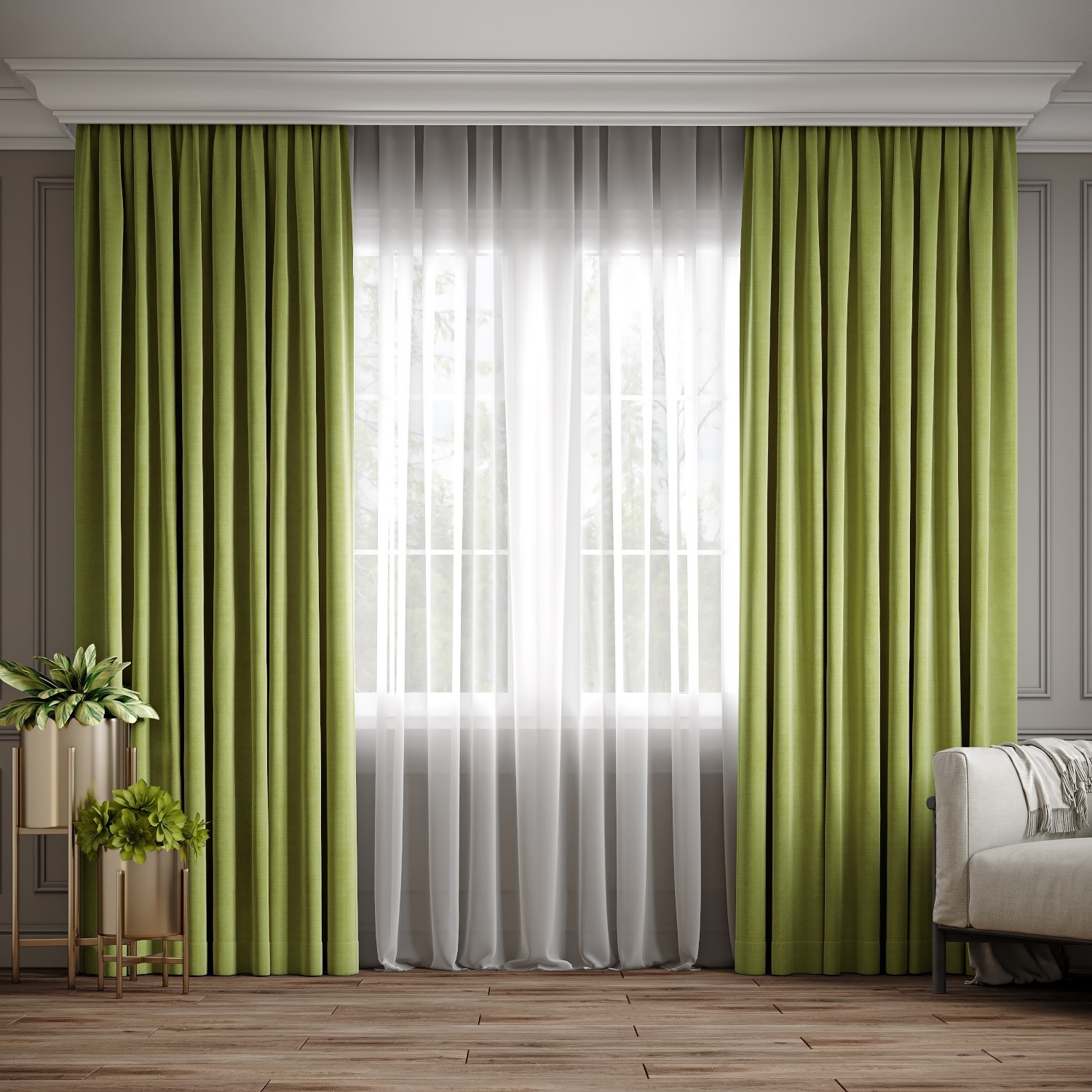 

Комплект штор Ann-Tailor микровелюр Оливковый 300x270 см 2 шт (370)