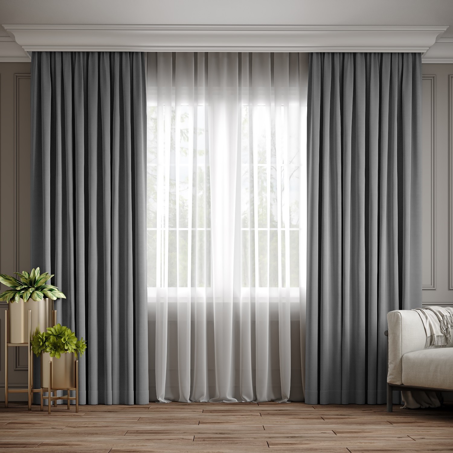 

Комплект штор Ann-Tailor микровелюр Серый 100x270 см 2 шт (372)