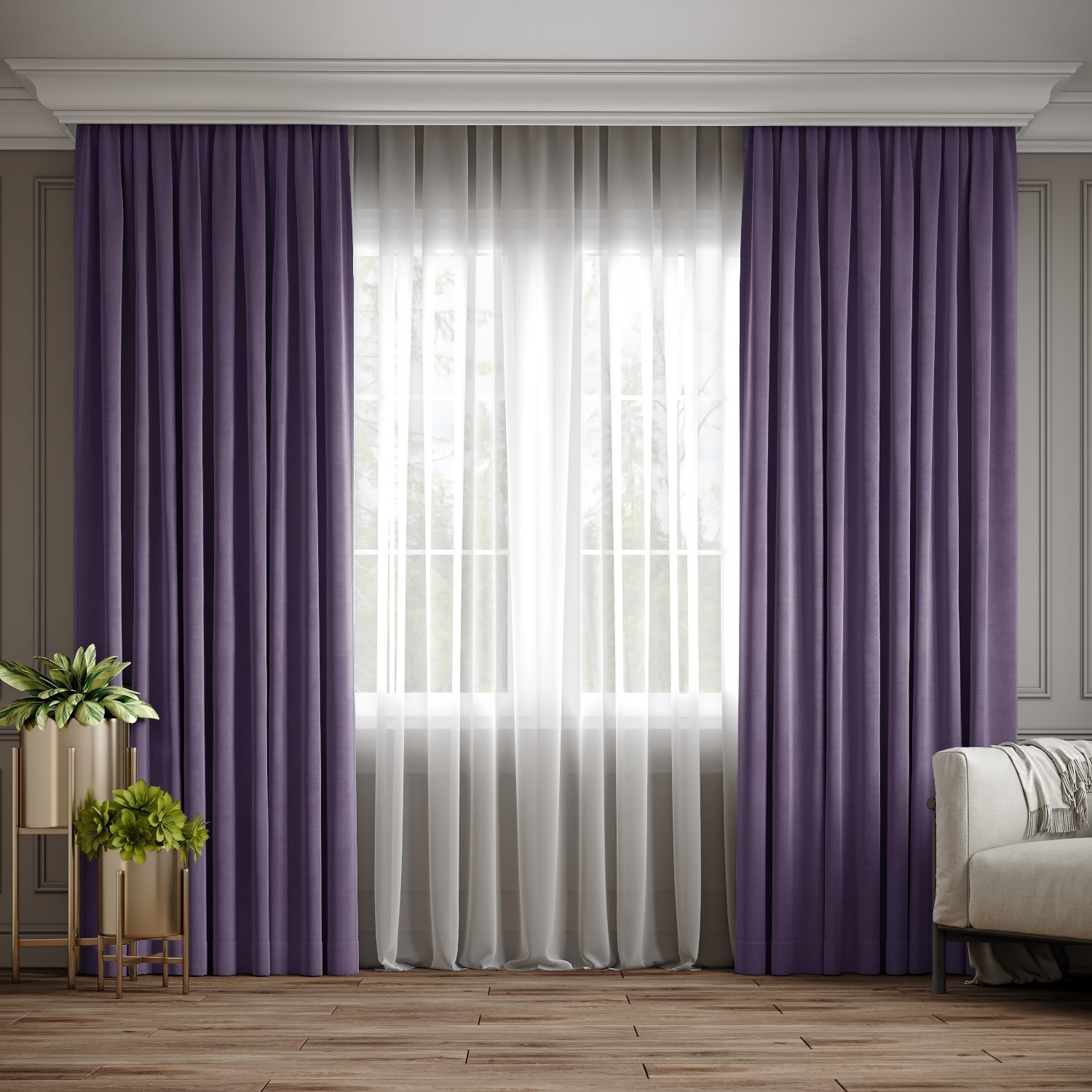 

Комплект штор Ann-Tailor микровелюр Серо-фиолетовый 300x270 см 2 шт (223)