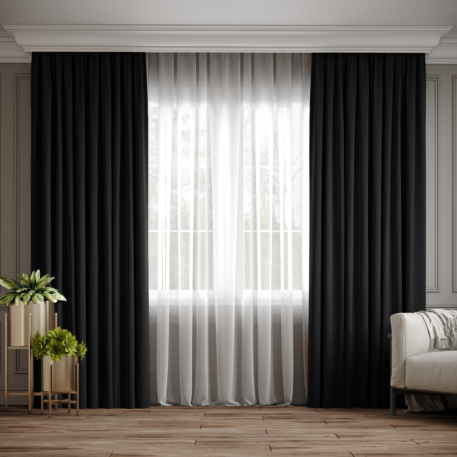 

Комплект штор Ann-Tailor микровелюр Черный 250x270 см 2 шт (194)