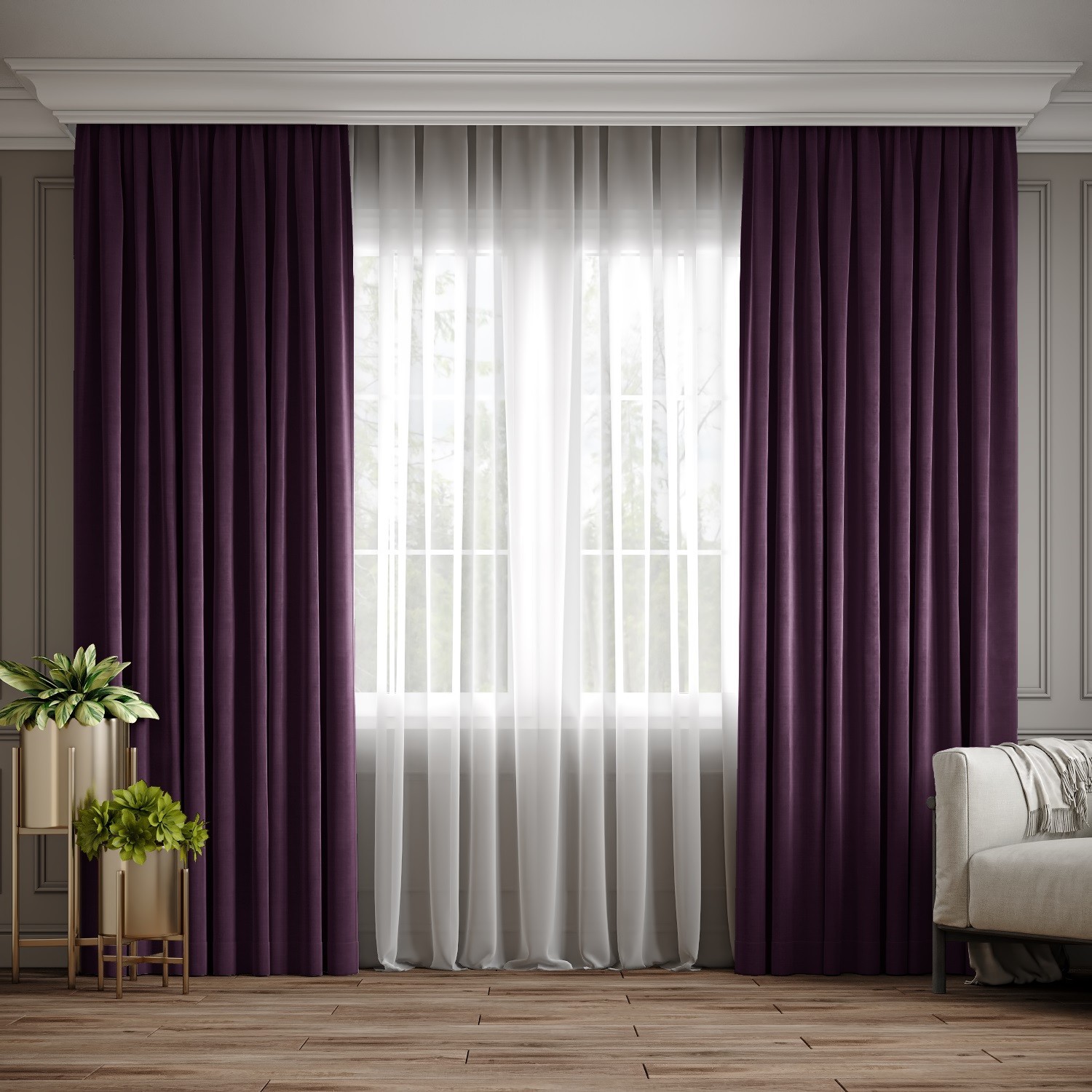 

Комплект штор Ann-Tailor микровелюр Темно-фиолетовый 200x270 см 2 шт (111)