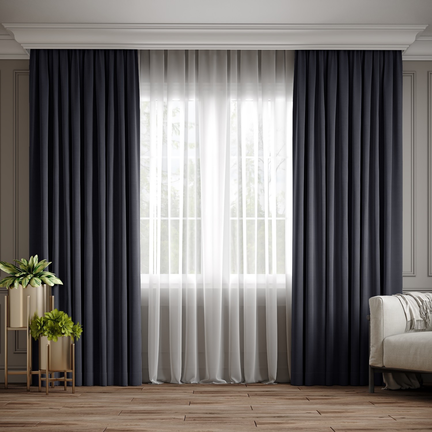 

Комплект штор Ann-Tailor микровелюр Графит 300x270 см 2 шт (373)