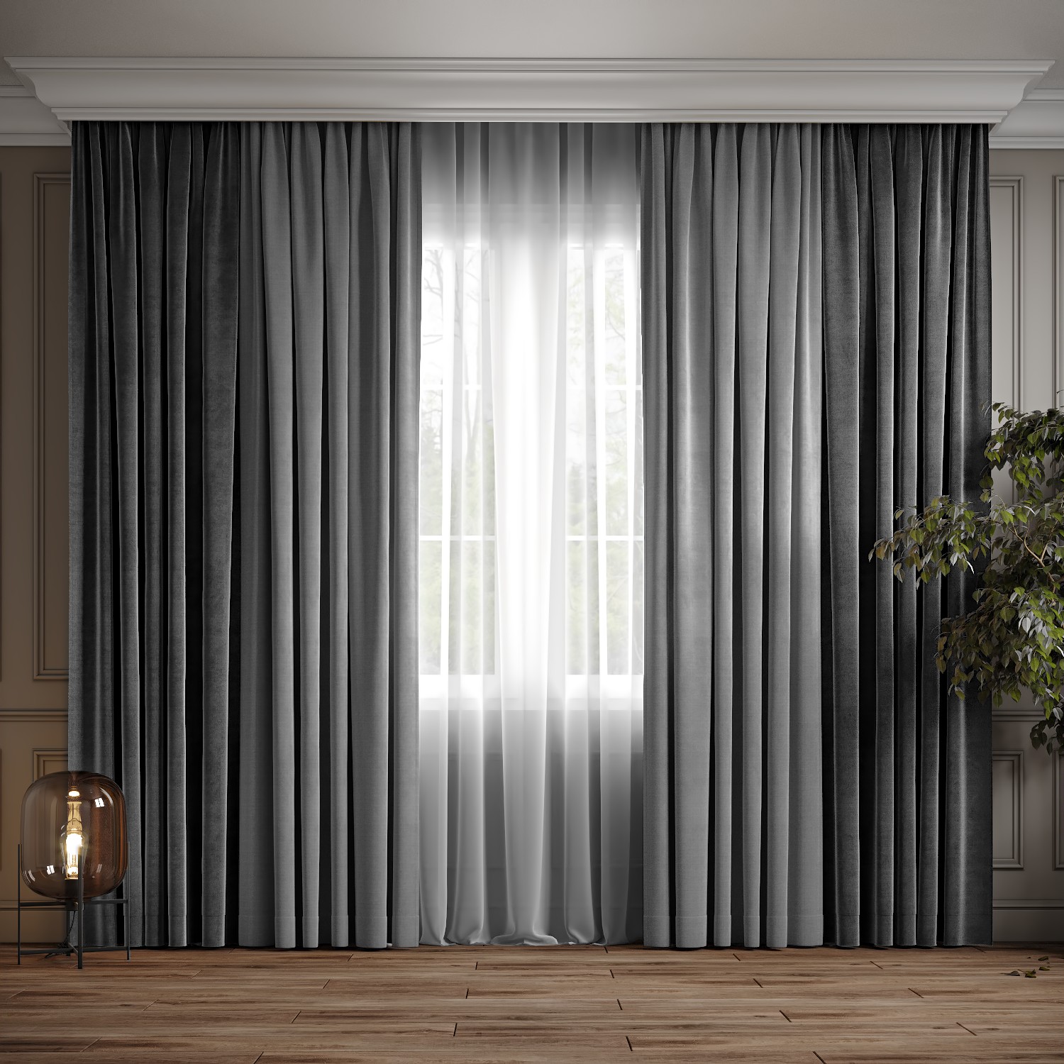 

Комплект двухцветные шторы Ann-Tailor микровелюр Серый с светло-серым 250x270 см 2 шт (372-371)