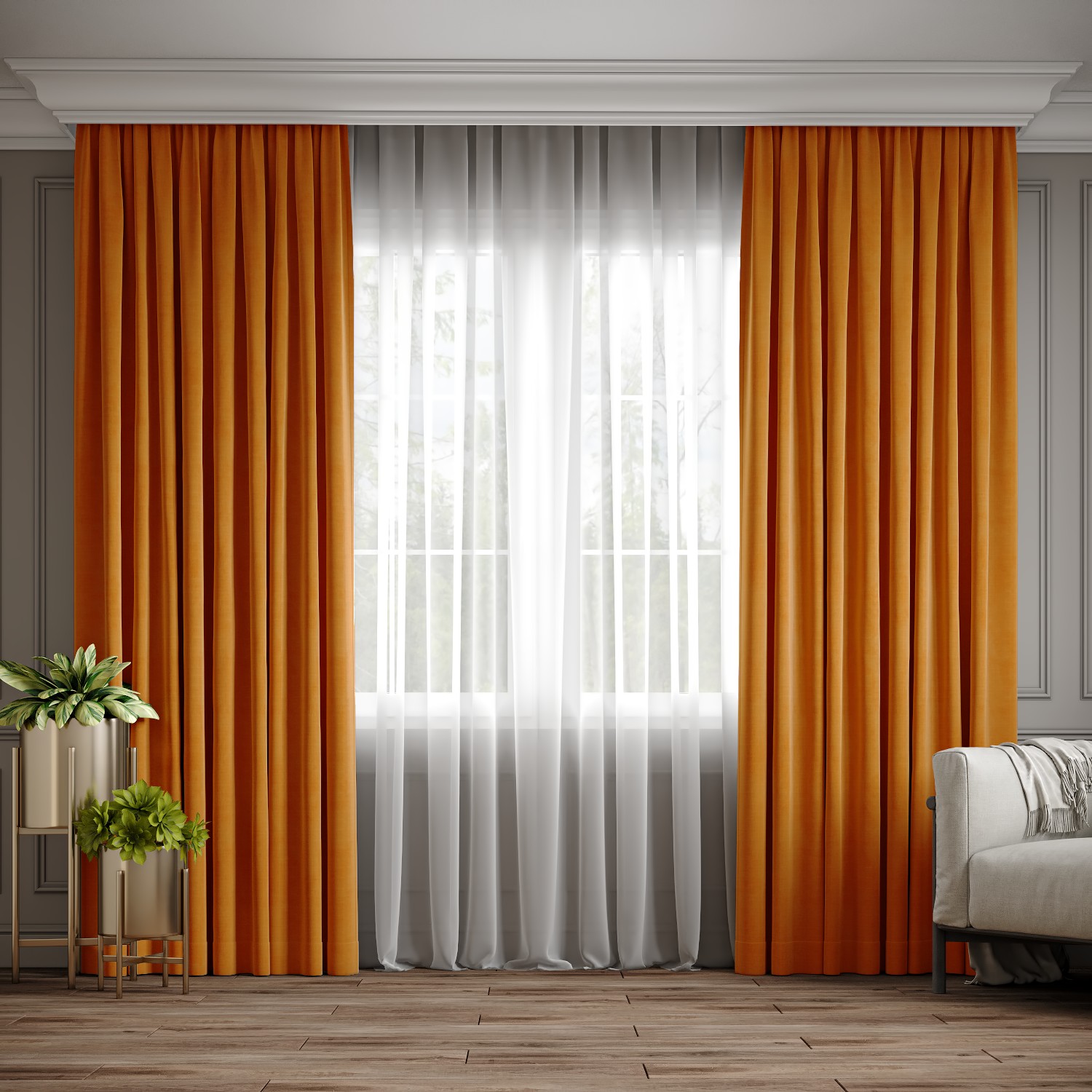 

Комплект штор Ann-Tailor микровелюр Оранжевый 150x270 см 2 шт (106)