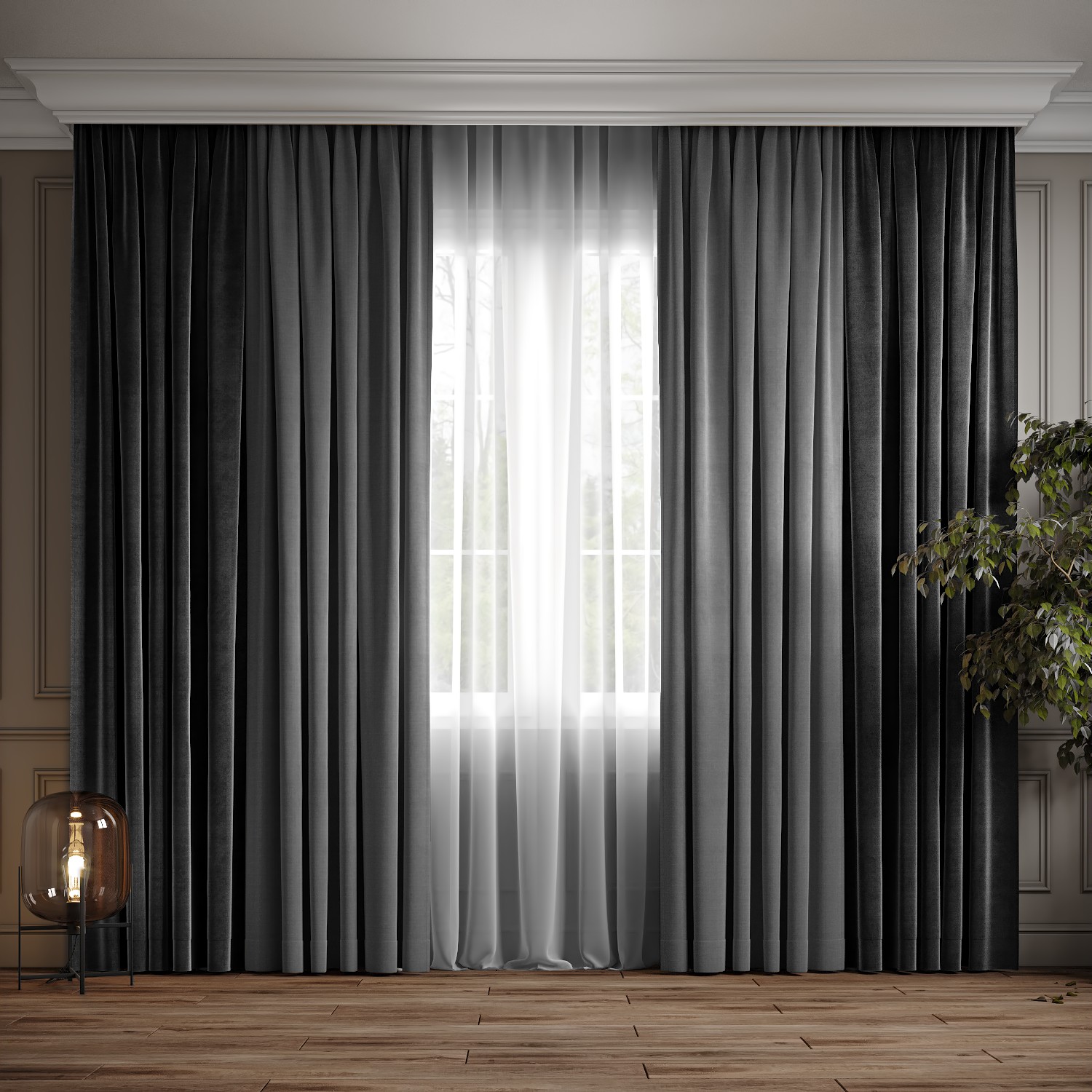 

Комплект двухцветные шторы Ann-Tailor микровелюр Серый с темно-серым 250x270 см 2 шт