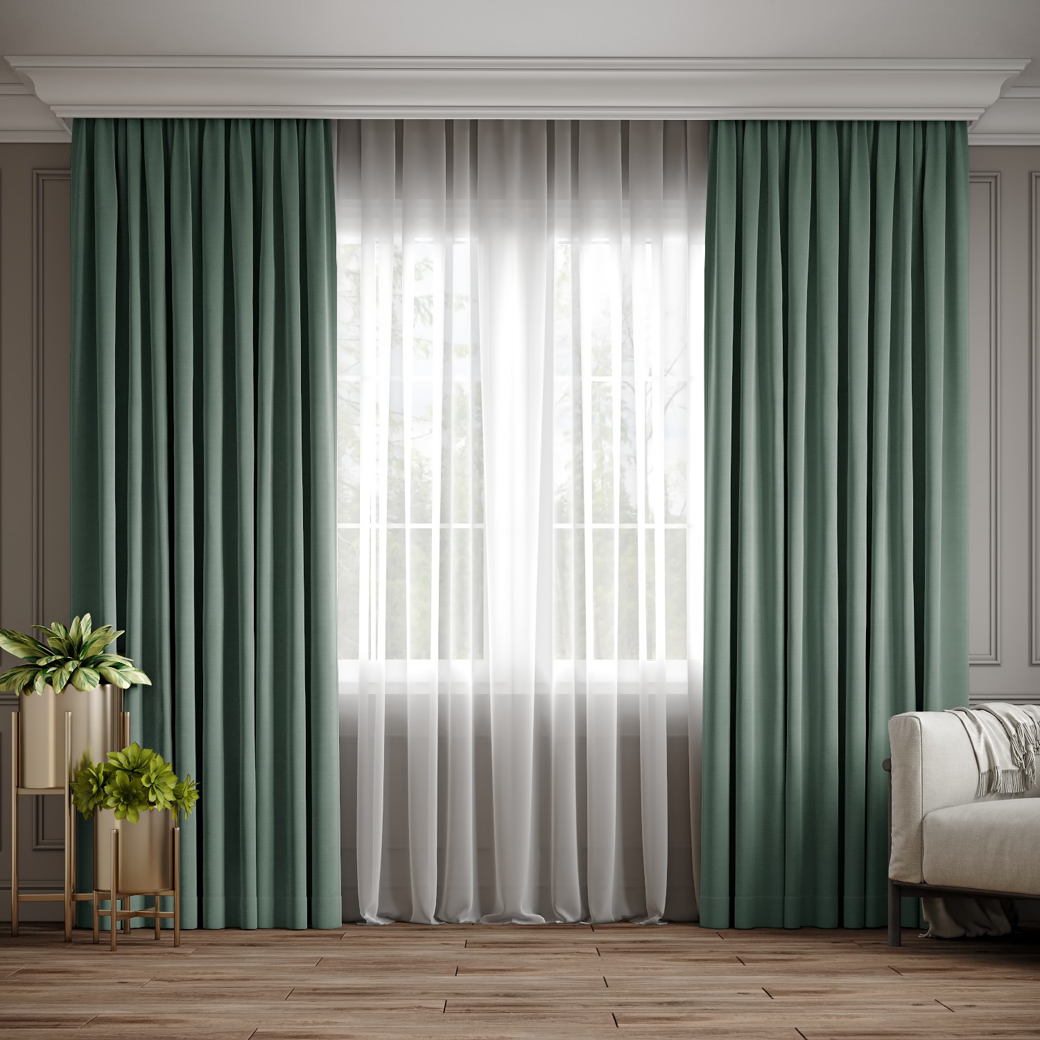

Комплект штор Ann-Tailor микровелюр Серо-зеленый 200x270 см 2 шт (248)