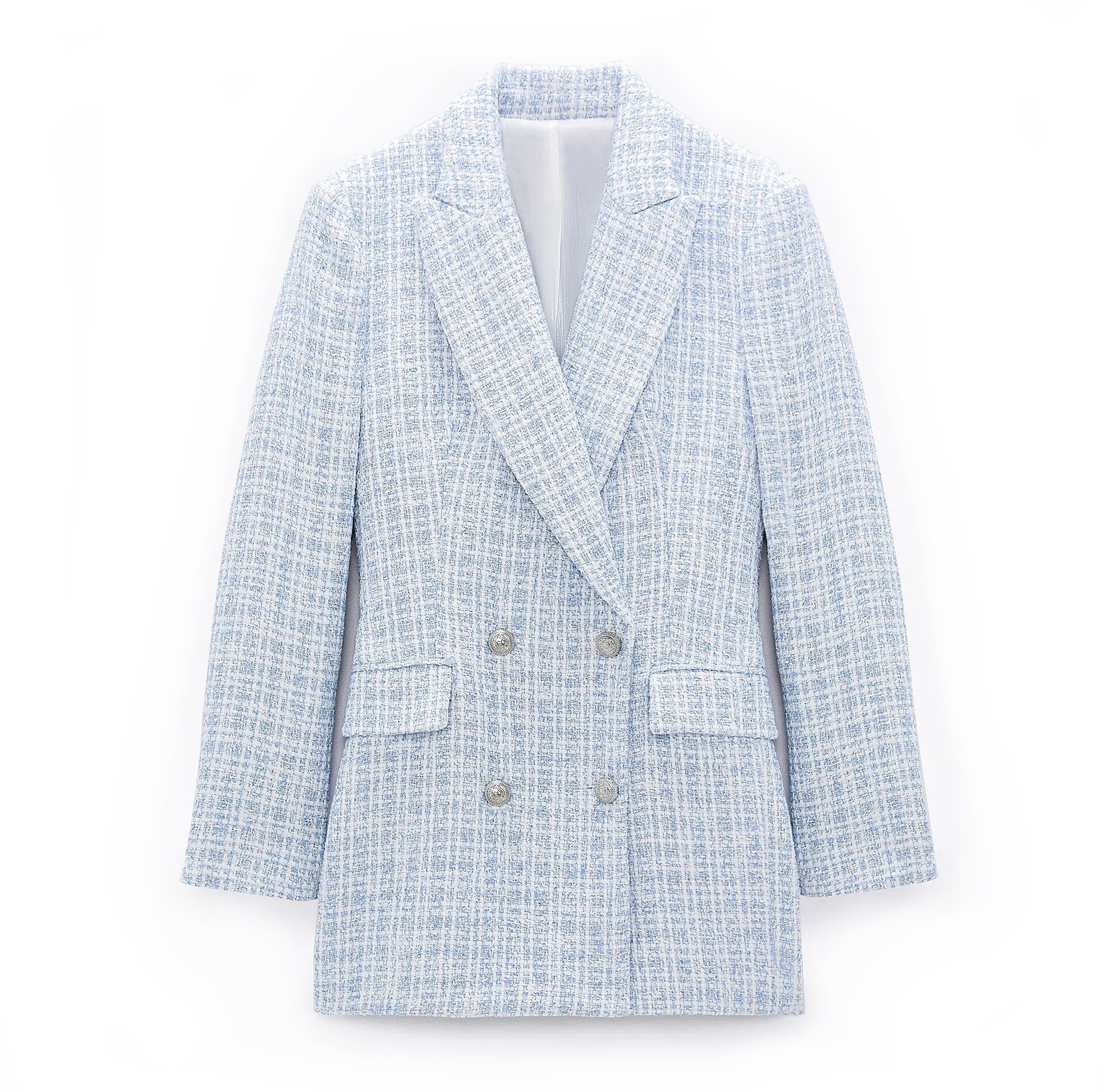

Женский твидовый пиджак в клетку LOOK CHIC SD-15833 XS голубой