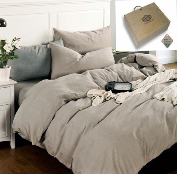 

Льняное постельное бельё Комфорт Текстиль "Бриллиантовый туман" (100% лен, на резинке, полуторное)