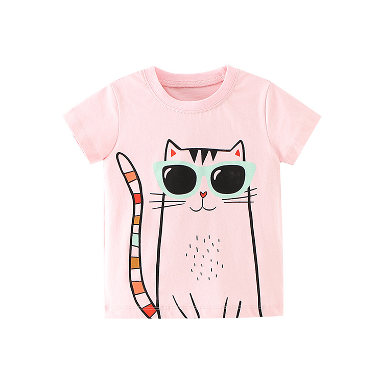 

Футболка для девочки с рисунком кота розовая Cat with glasses Berni Kids (100) Розовый