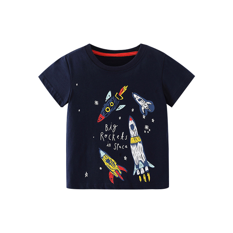 

Футболка для мальчика с рисунком космос синяя Big Rockets Berni Kids (130) Синий