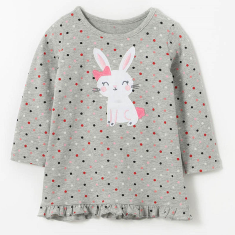 

Лонгслив для девочки в горошек с нашивкой зайца серый Hare with a bow Berni Kids (100) Серый