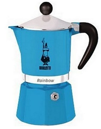 

Гейзерная кофеварка Bialetti Rainbow 270 мл Голубая на 6 чашек