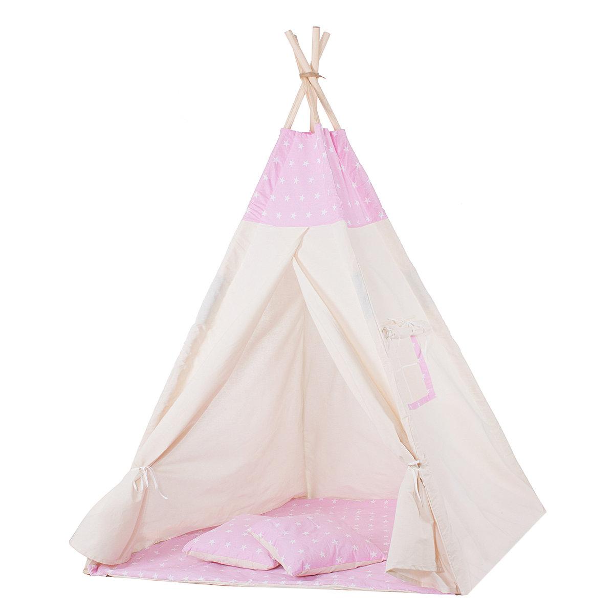 

Детская палатка Вигвам SPRINGOS TIPI Игровой домик для детей 120 х 100 см Хлопок Белый розовый (TIP12) XXL