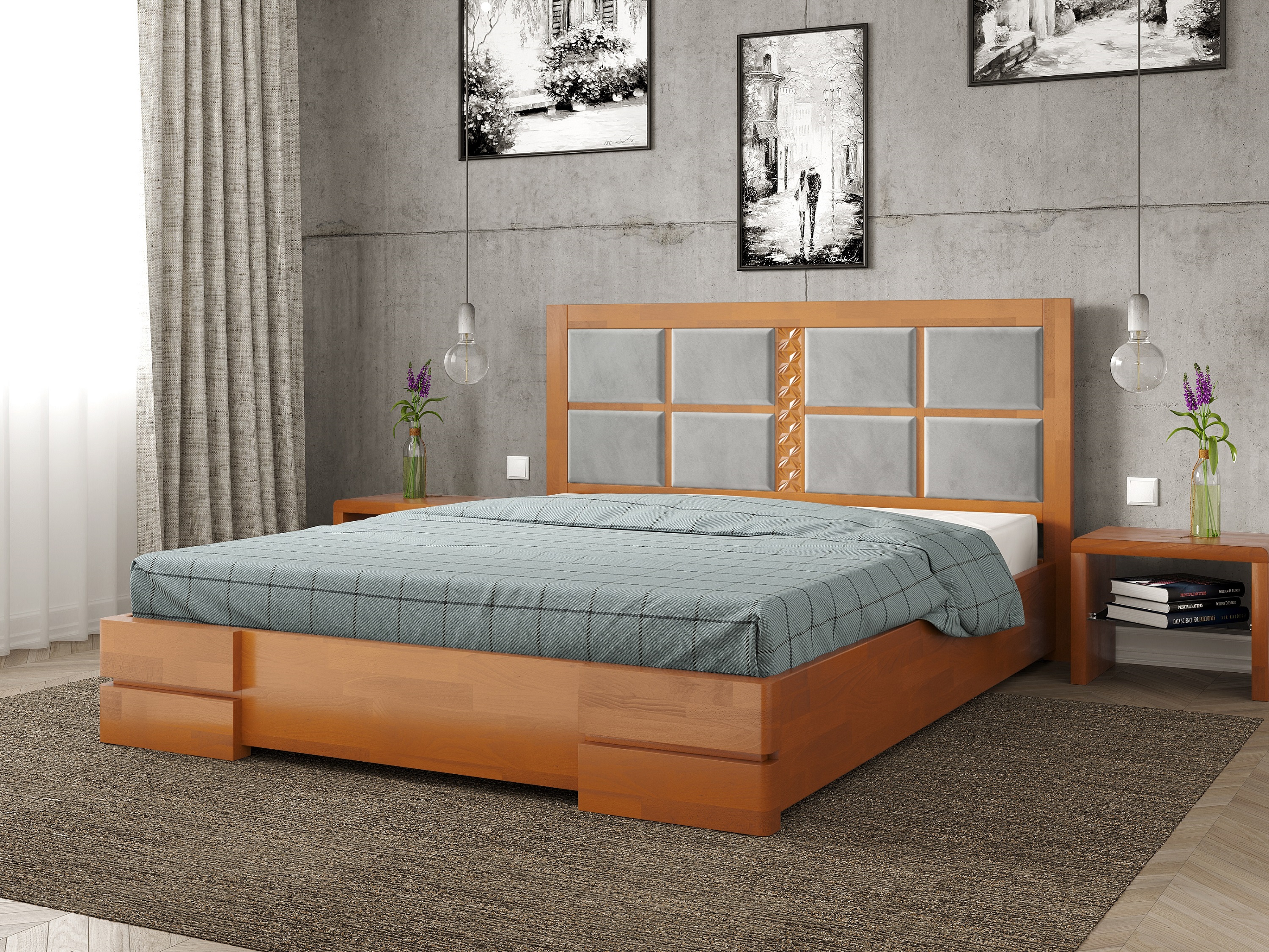 

Кровать Кардинал 2 с механизмом Arbordrev (180*200) сосна Ольха + Riviera 21