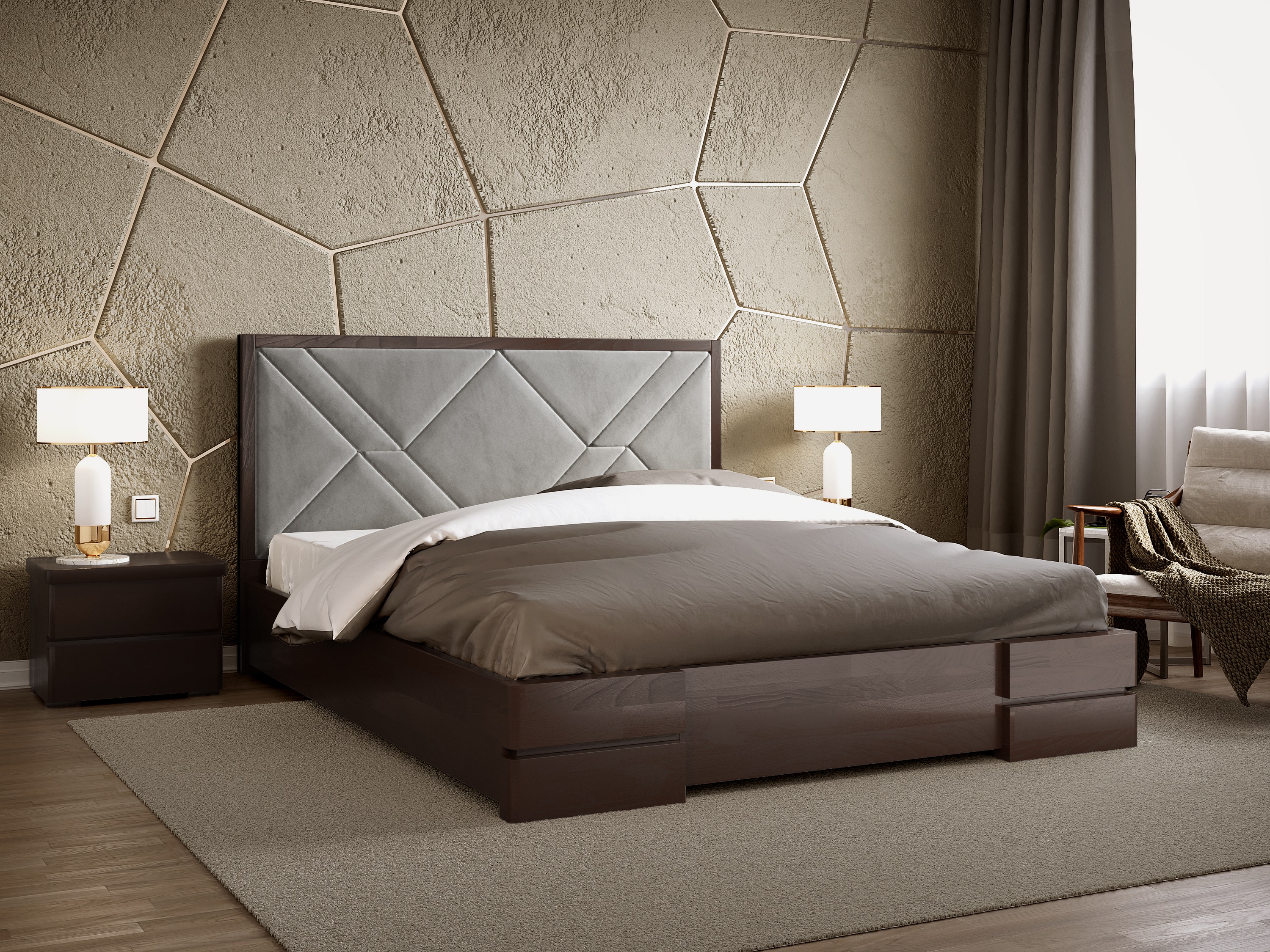 

Кровать Лоренс Arbordrev (160*190) бук Темный Орех + Riviera 21