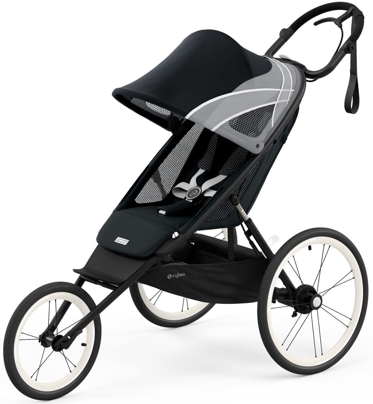 

Спортивная беговая прогулочная коляска Cybex Sport Avi All Black на черной раме с черными деталями