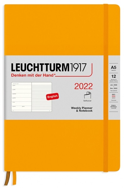 

Щотижневик з місцем для записів Leuchtturm1917 на 2022 рік середній 14,5 х 21 см сонячний жовтий м'який