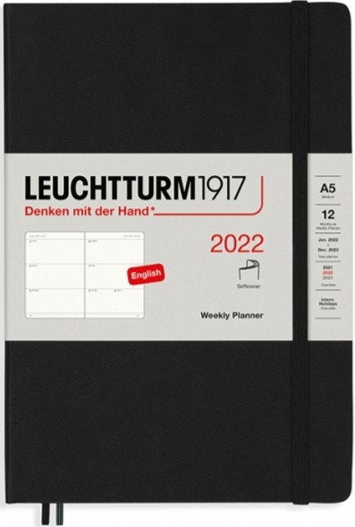 

Щотижневик горизонтальний Leuchtturm1917 на 2022 рік середній 14,5 х 21 см чорний м'який
