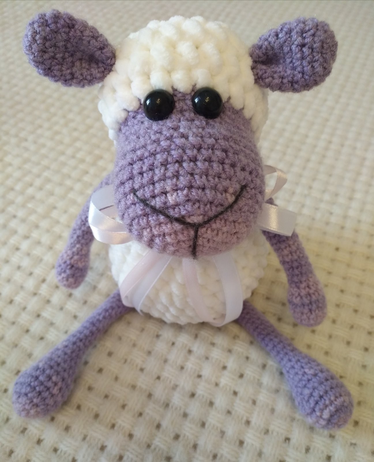 

Игрушка Hand-made Амигуруми Зефирная овечка ,фиолетовая ,25 см