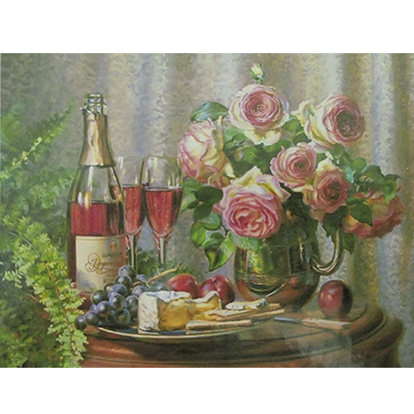 

Картина по номерам 30978 "Шампанское и цветы" 40*50 см