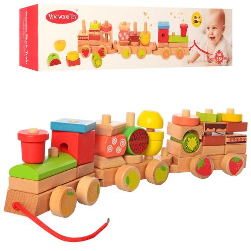 

Деревянная игрушка Паровозик MD 2374, 42 см, каталка