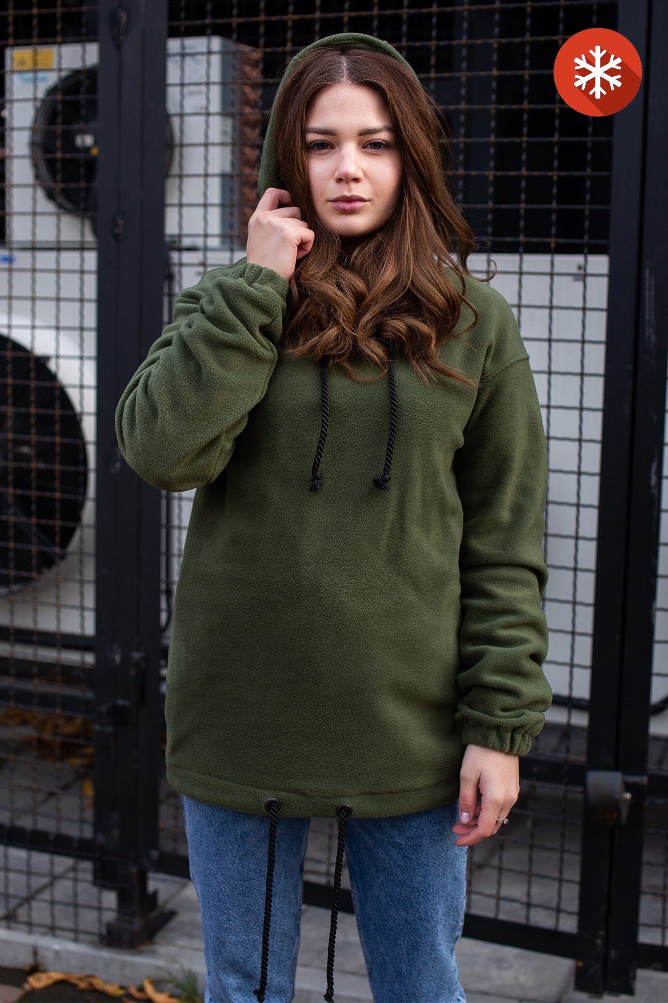 

Флисовое Without оверсайз худи Teddy L/XL Зеленый