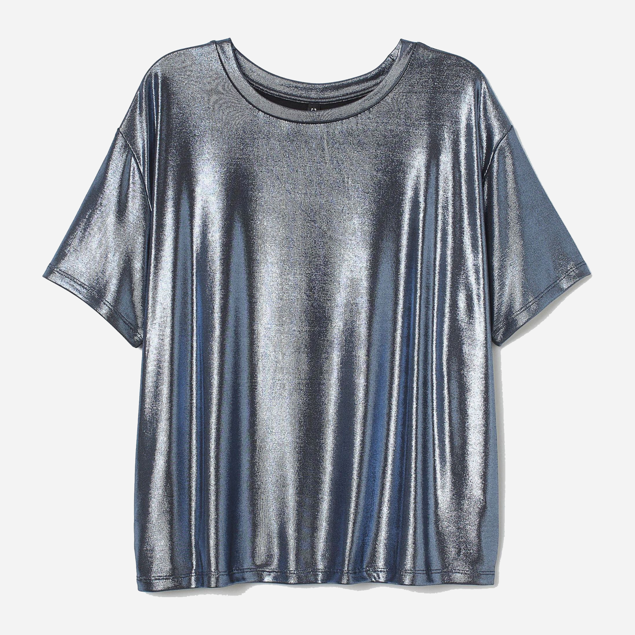 

Футболка H&M 7933780 XS Темно-синяя с металликом