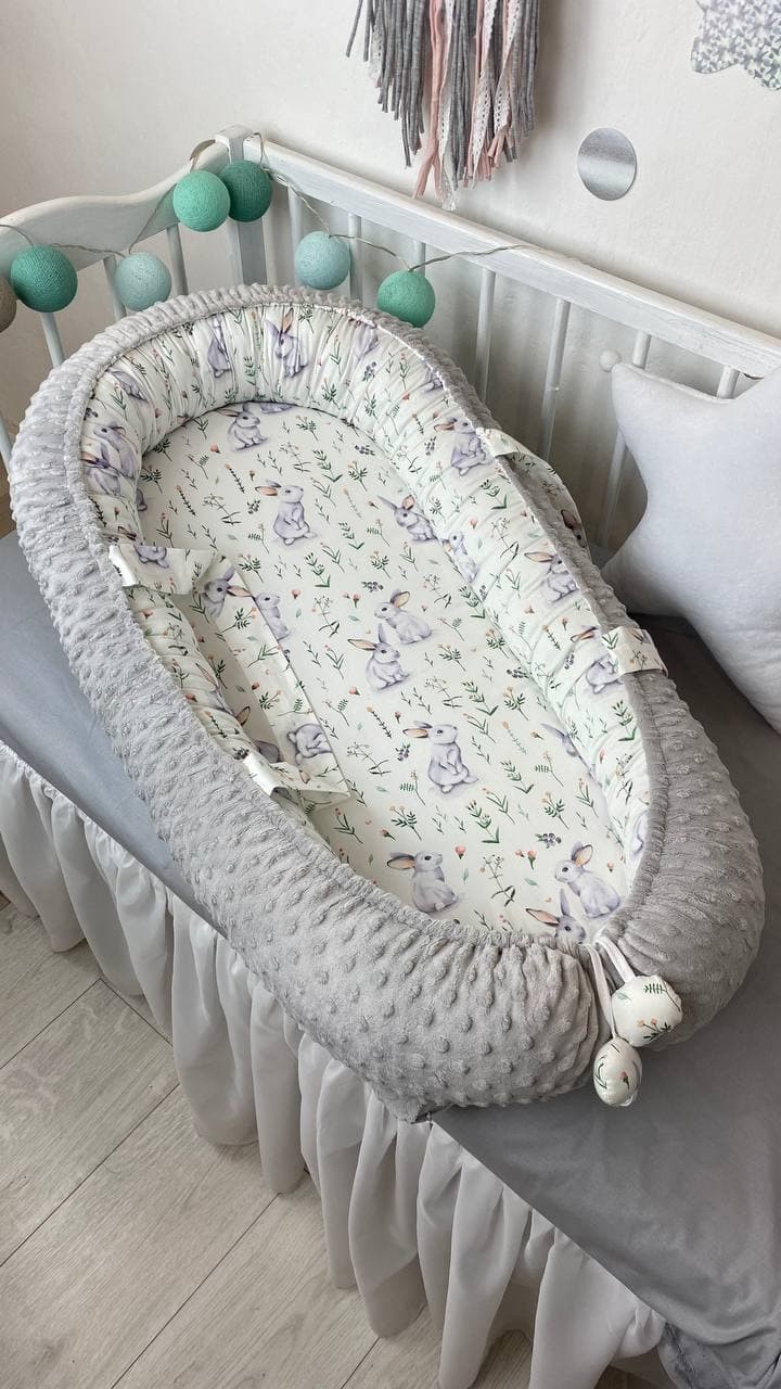 

Кокон/Гніздечко/babynest для новонароджених Зайченя Колір Сірий