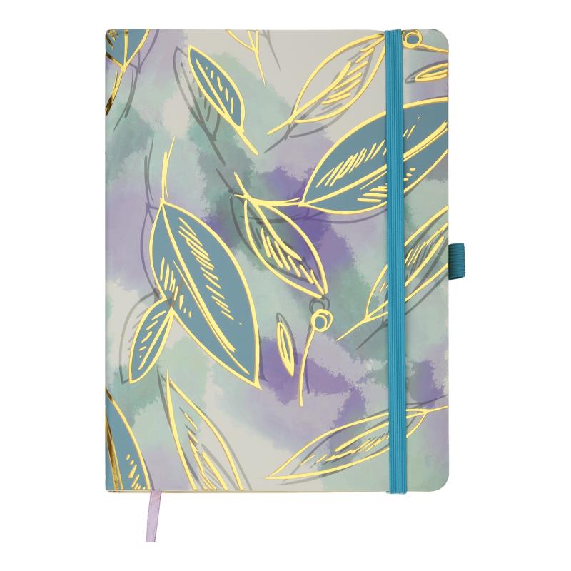 

Ежедневник датированный 2022 А5 Buromax CHERIE кожзам мягкий 336 л. линия на резинке золотой торец бирюзовый