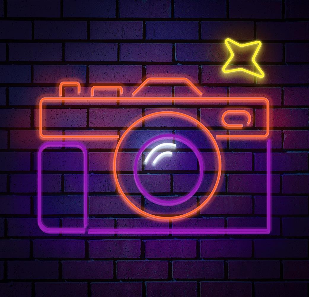 

Неоновый светильник LeditShine Фотокамера 35х30см