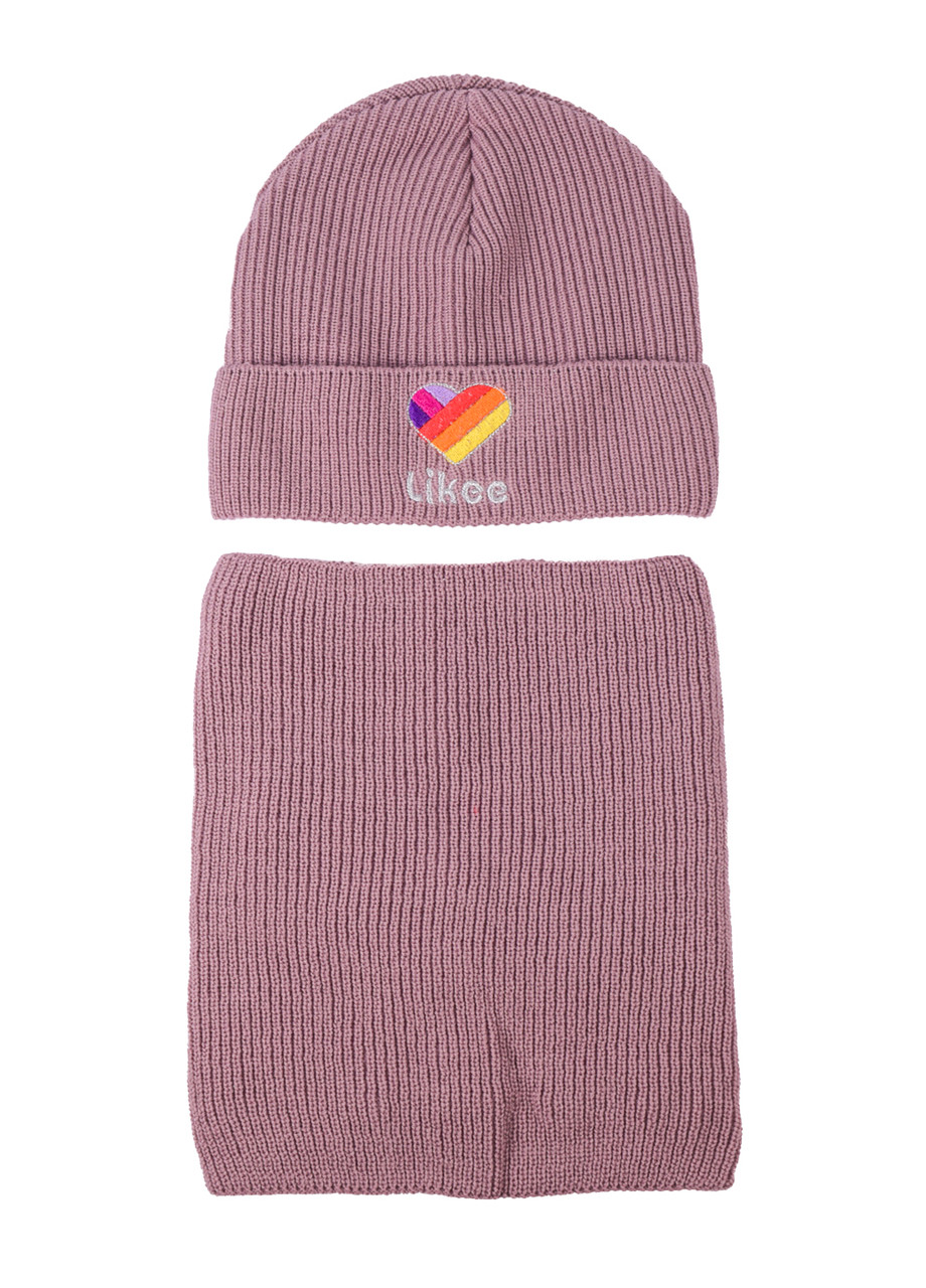 

Комплект: шапка с отворотом и баф Likee KV04-6 Цвет: Сухая Роза