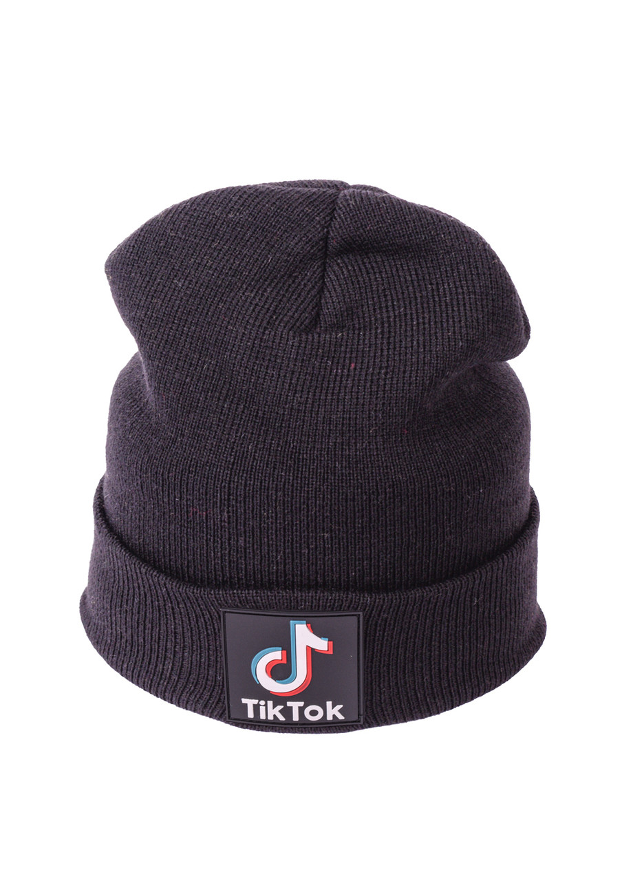 

Шапка унисекс с отворотом TikTok 21-12. Цвет: Черный