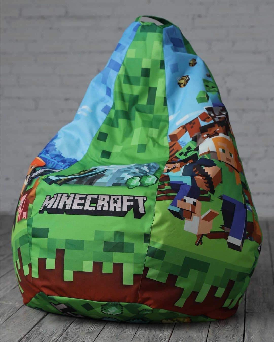 

Бескаркасное кресло мешок - груша Oxford XL Принт Minecraft