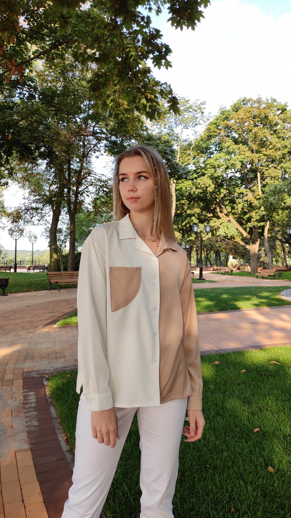 

Сорочка 10009 one size біла бежева